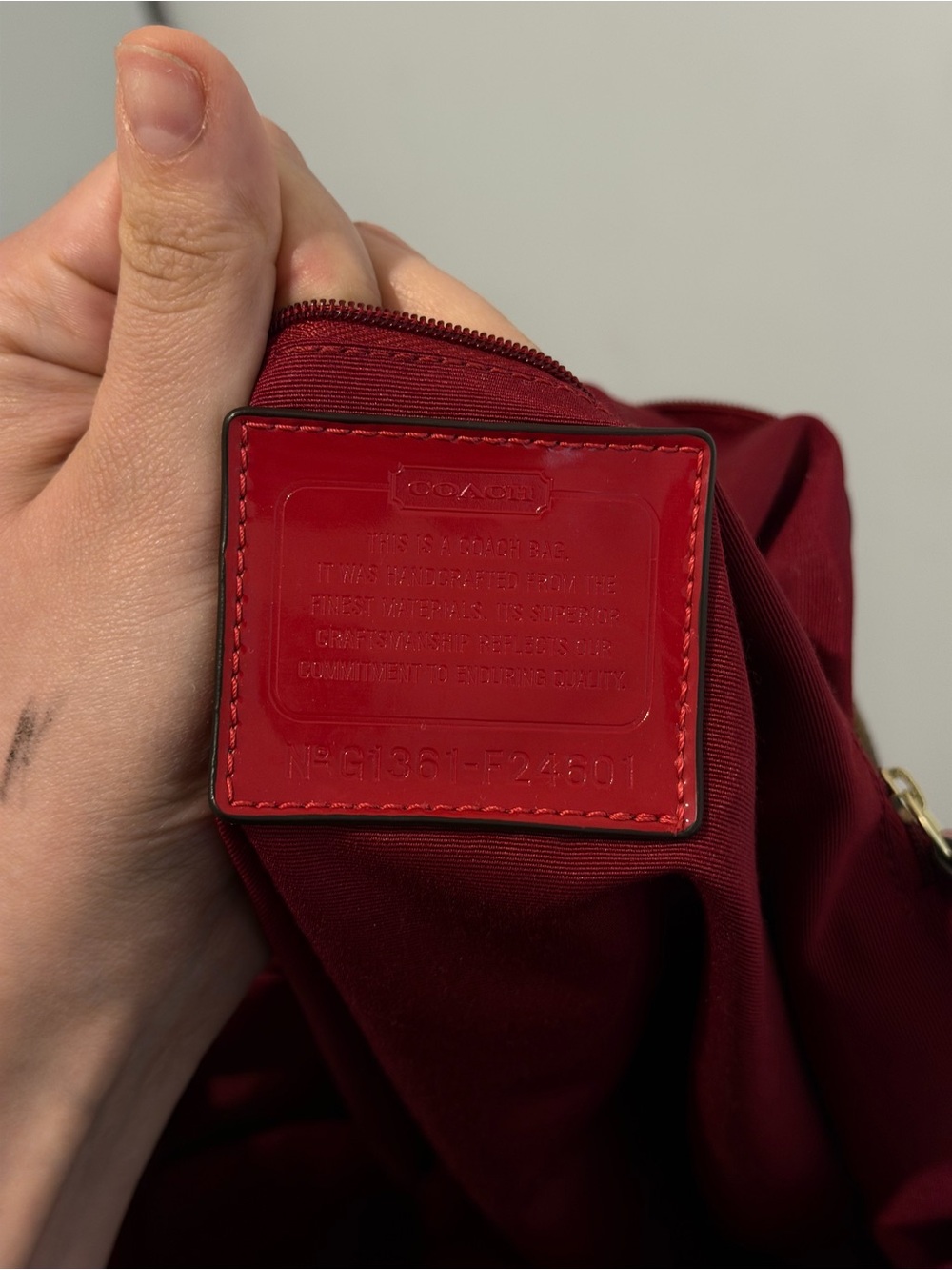 Coach Signature Canvas Tote with Red Leather Trim - Picture 6 of 7